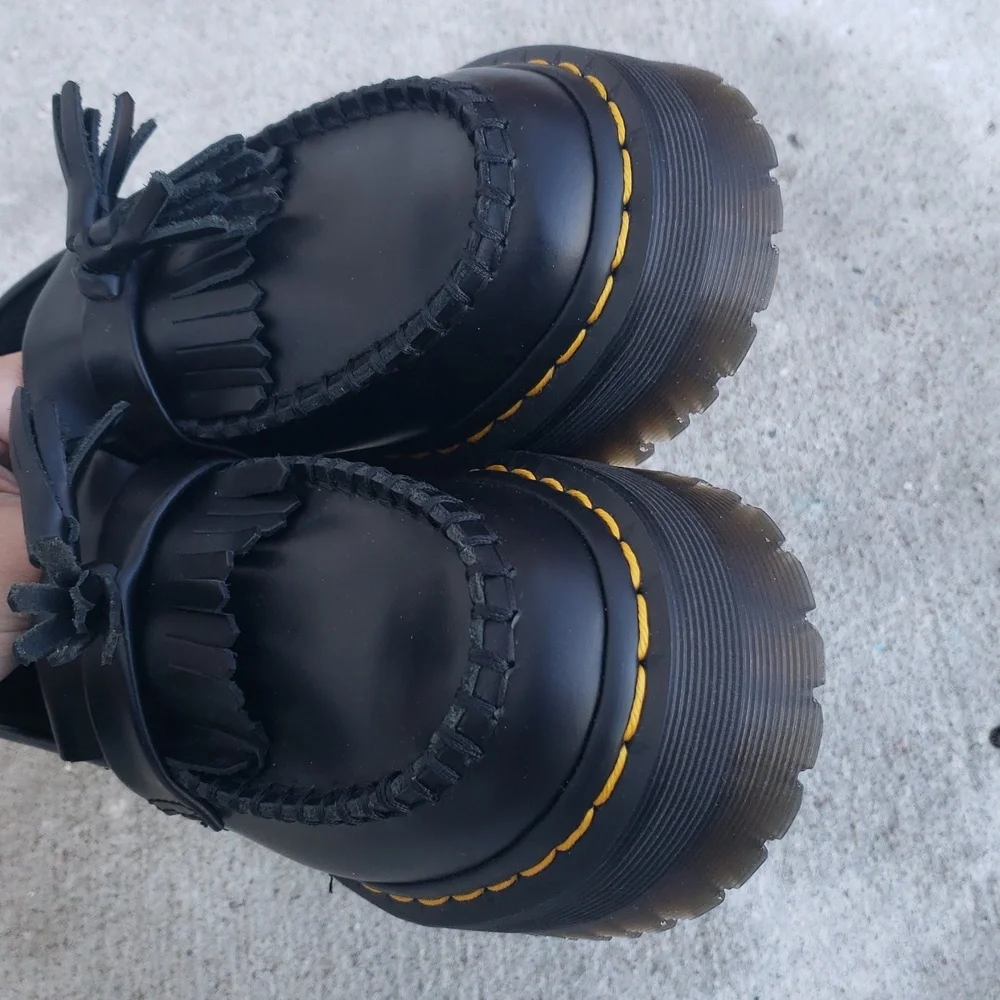 Dr. Martens Adrian Quad Leather Platform Loafers Size 5 Grunge Punk Black